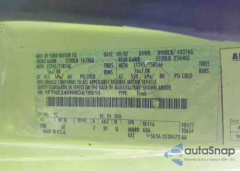 2008 Ford E-250 Commercial/Recreational from USA, damaged, VIN 1FTNE24W68DA16810